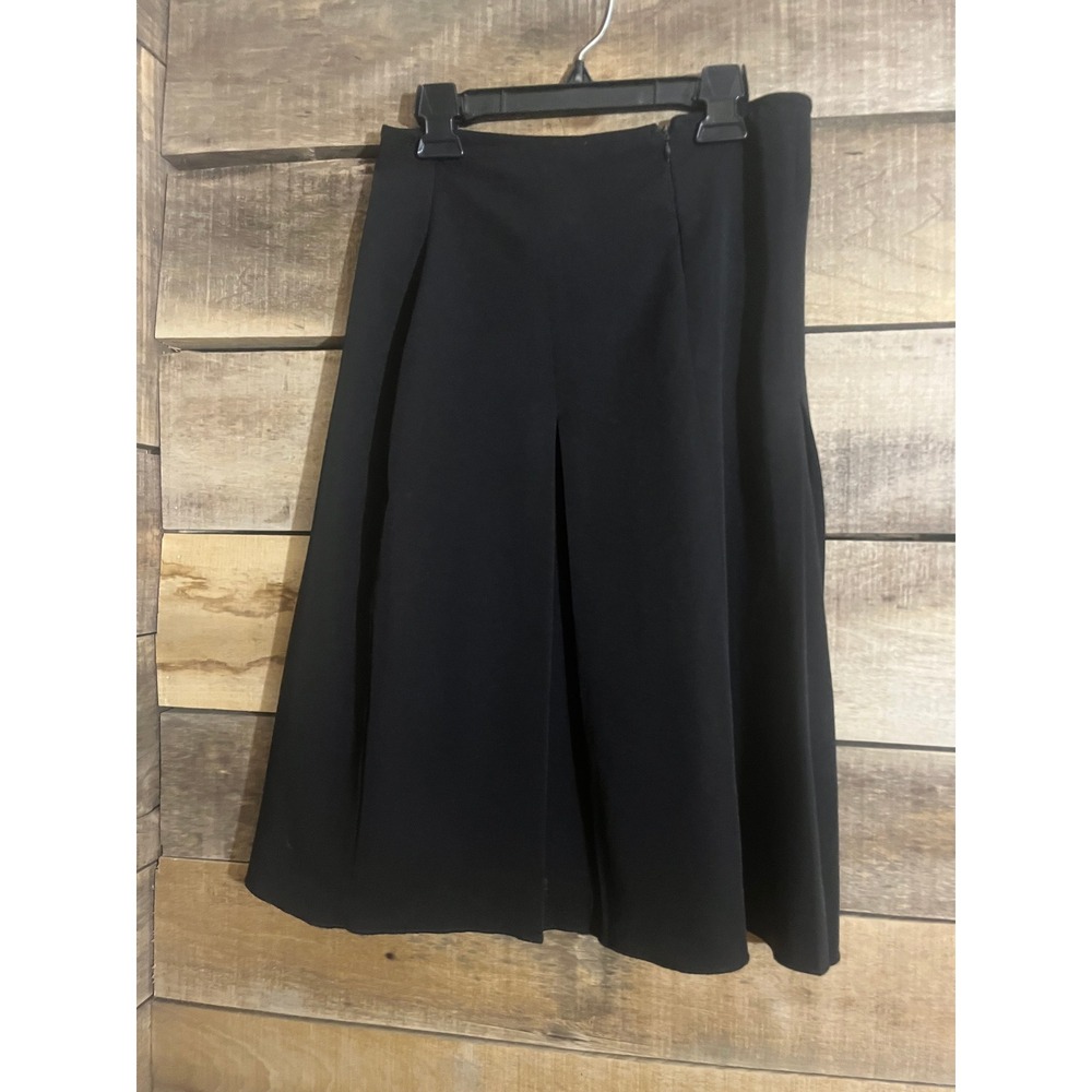 Soulmates Womens Black Pleated A-Line Midi Skirt Made in USA Size Large